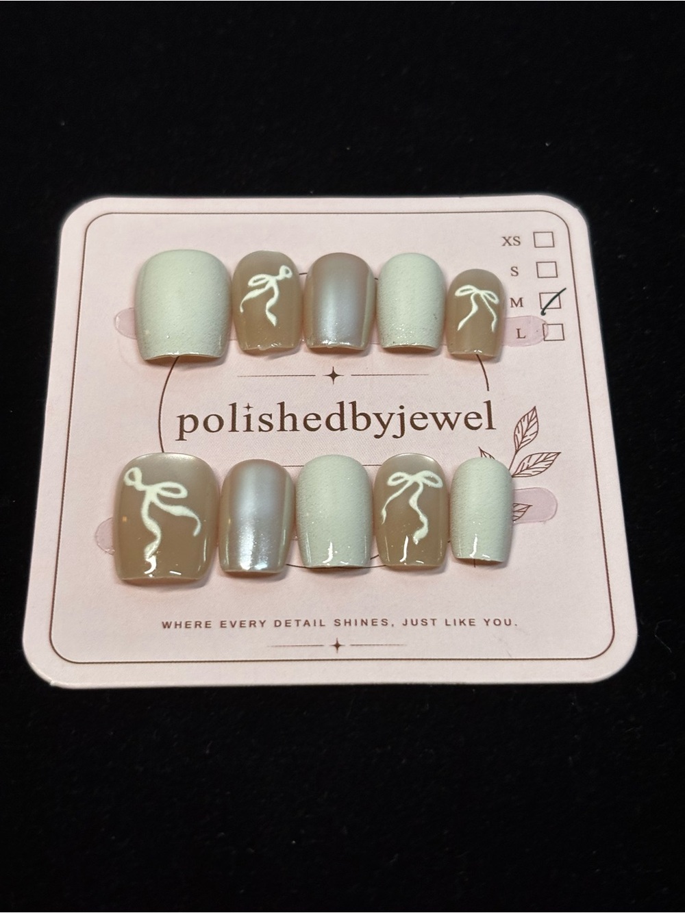Polished by Jewel Neutral Beige & Cream Press-On Nail Set